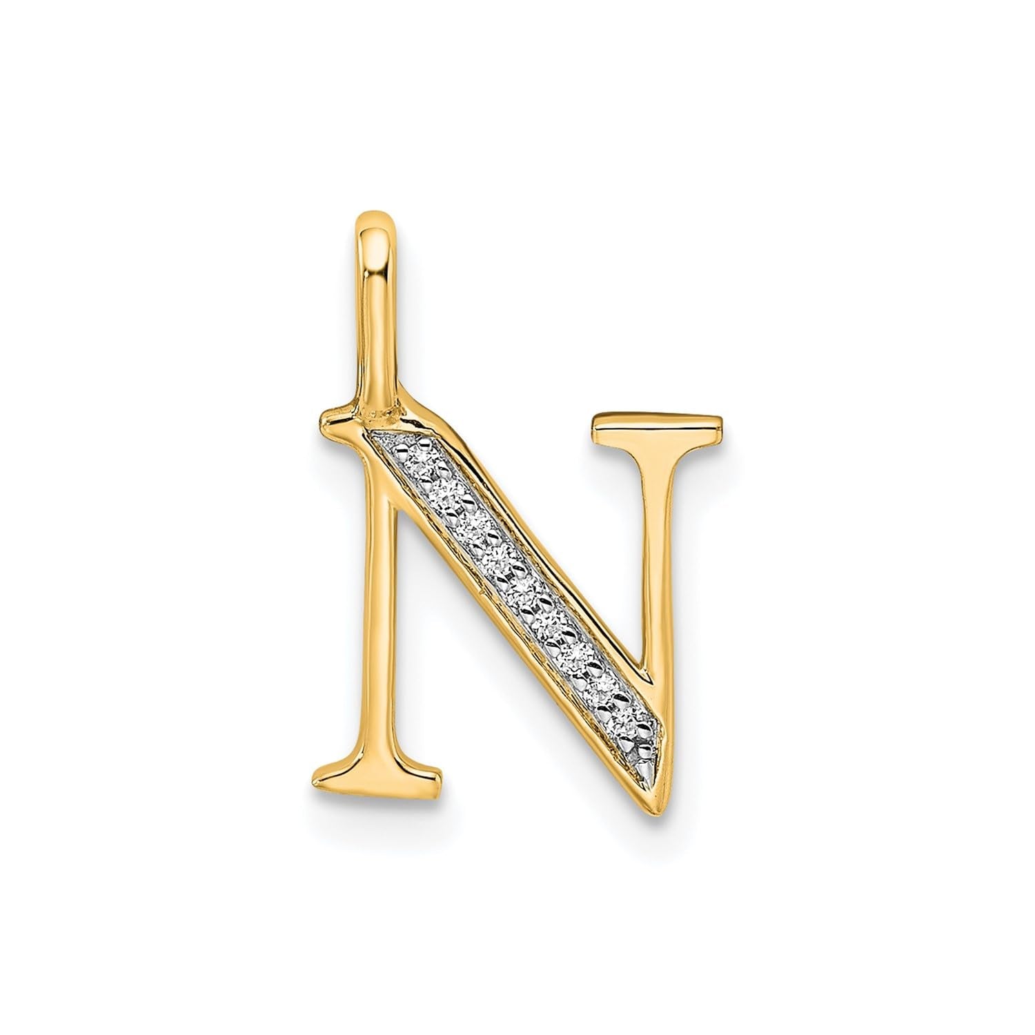 14K Yellow Gold Initial Monogram Letter Diamond Pendant - JewelryAffairs