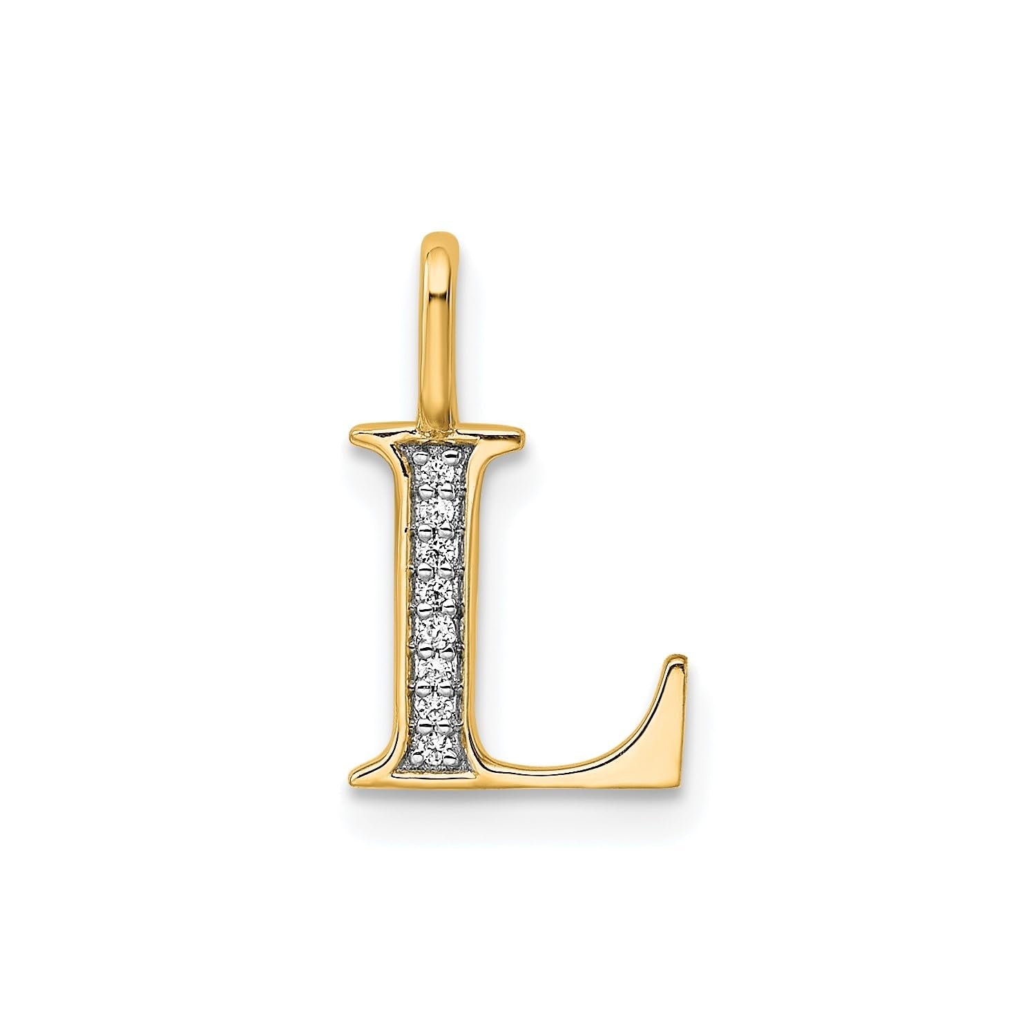 14K Yellow Gold Initial Monogram Letter Diamond Pendant - JewelryAffairs