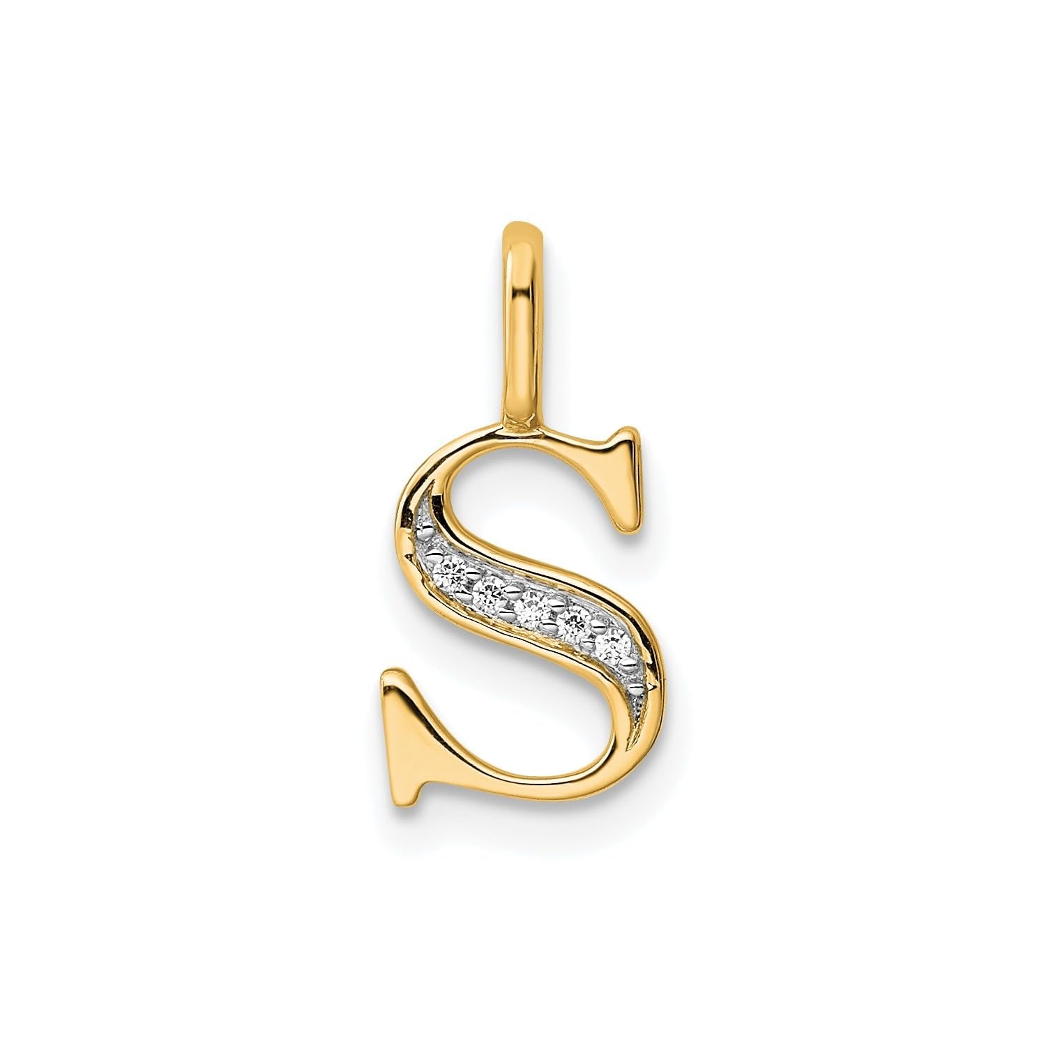 14K Yellow Gold Initial Monogram Letter Diamond Pendant - JewelryAffairs