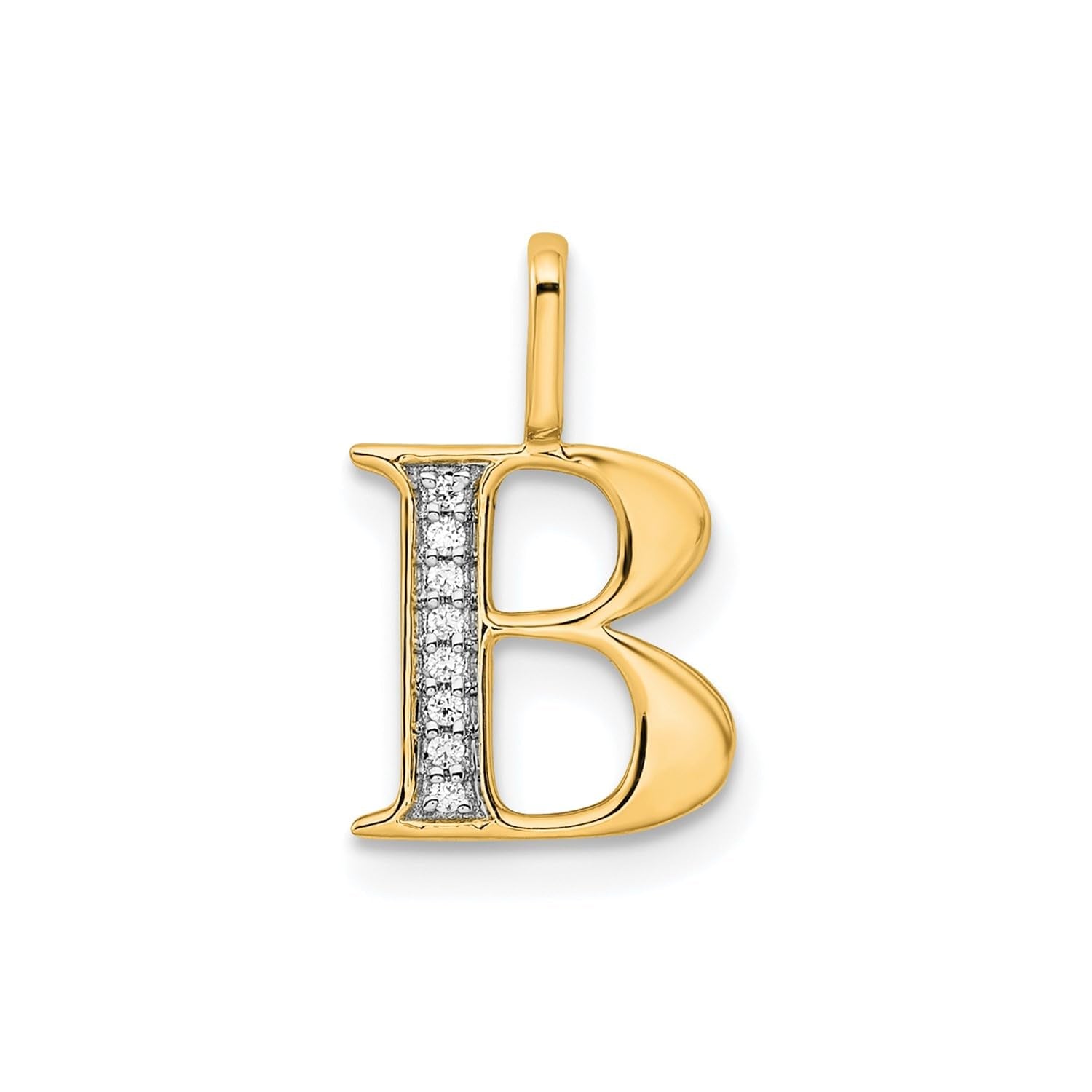 14K Yellow Gold Initial Monogram Letter Diamond Pendant - JewelryAffairs