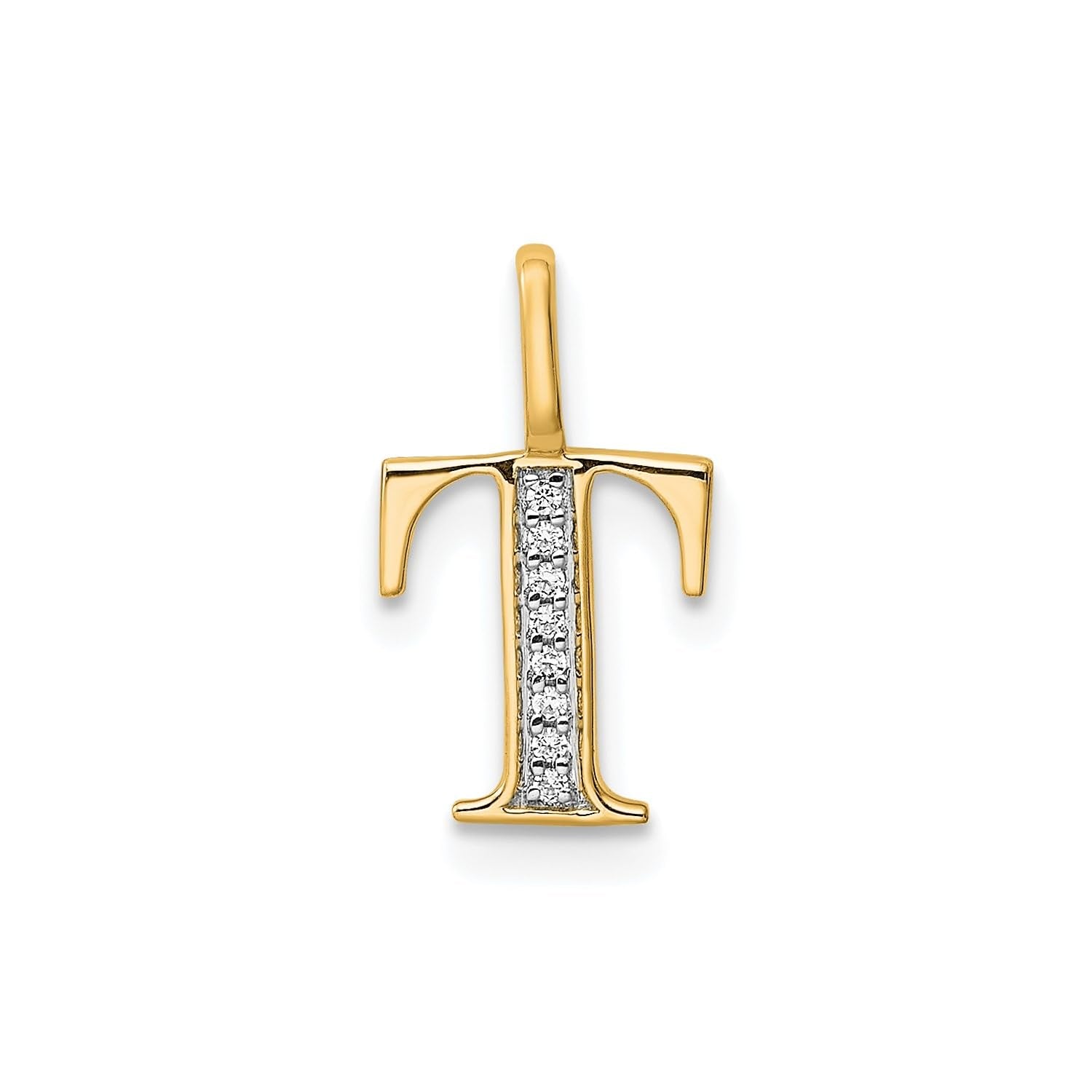 14K Yellow Gold Initial Monogram Letter Diamond Pendant - JewelryAffairs