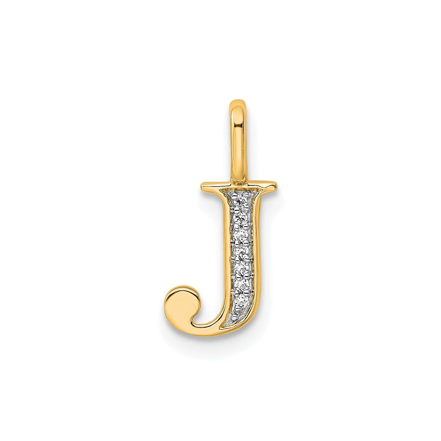 14K Yellow Gold Initial Monogram Letter Diamond Pendant - JewelryAffairs