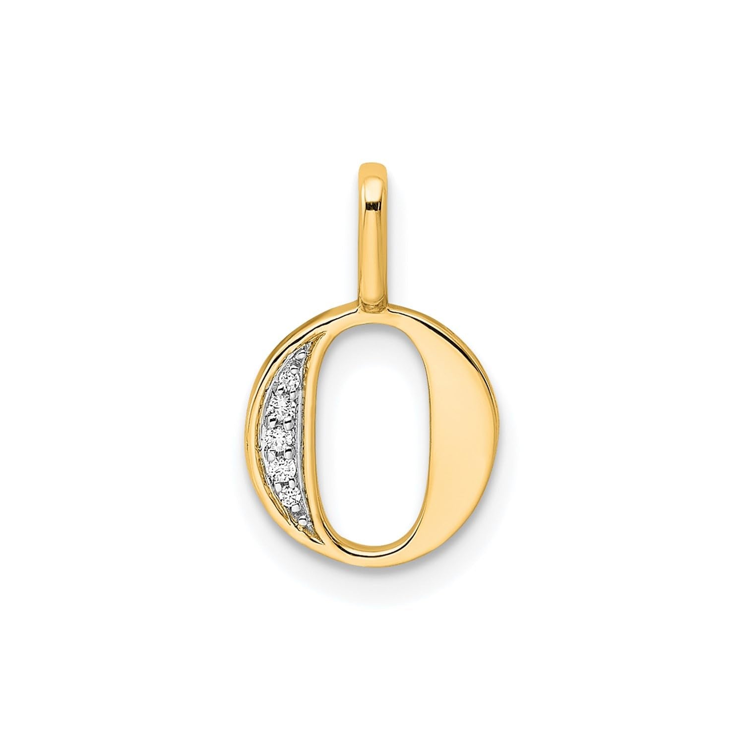 14K Yellow Gold Initial Monogram Letter Diamond Pendant - JewelryAffairs