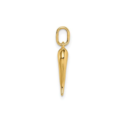 14k Yellow Gold Italian Horn Charm Pendant, 15mm