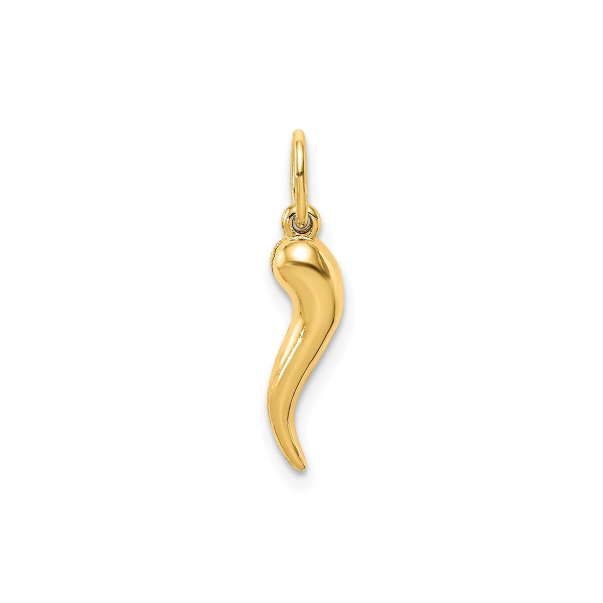 14k Yellow Gold Italian Horn Charm Pendant, 15mm - JewelryAffairs