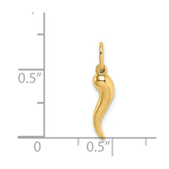 14k Yellow Gold Italian Horn Charm Pendant, 15mm