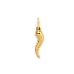 14k Yellow Gold Italian Horn Charm Pendant, 15mm - JewelryAffairs