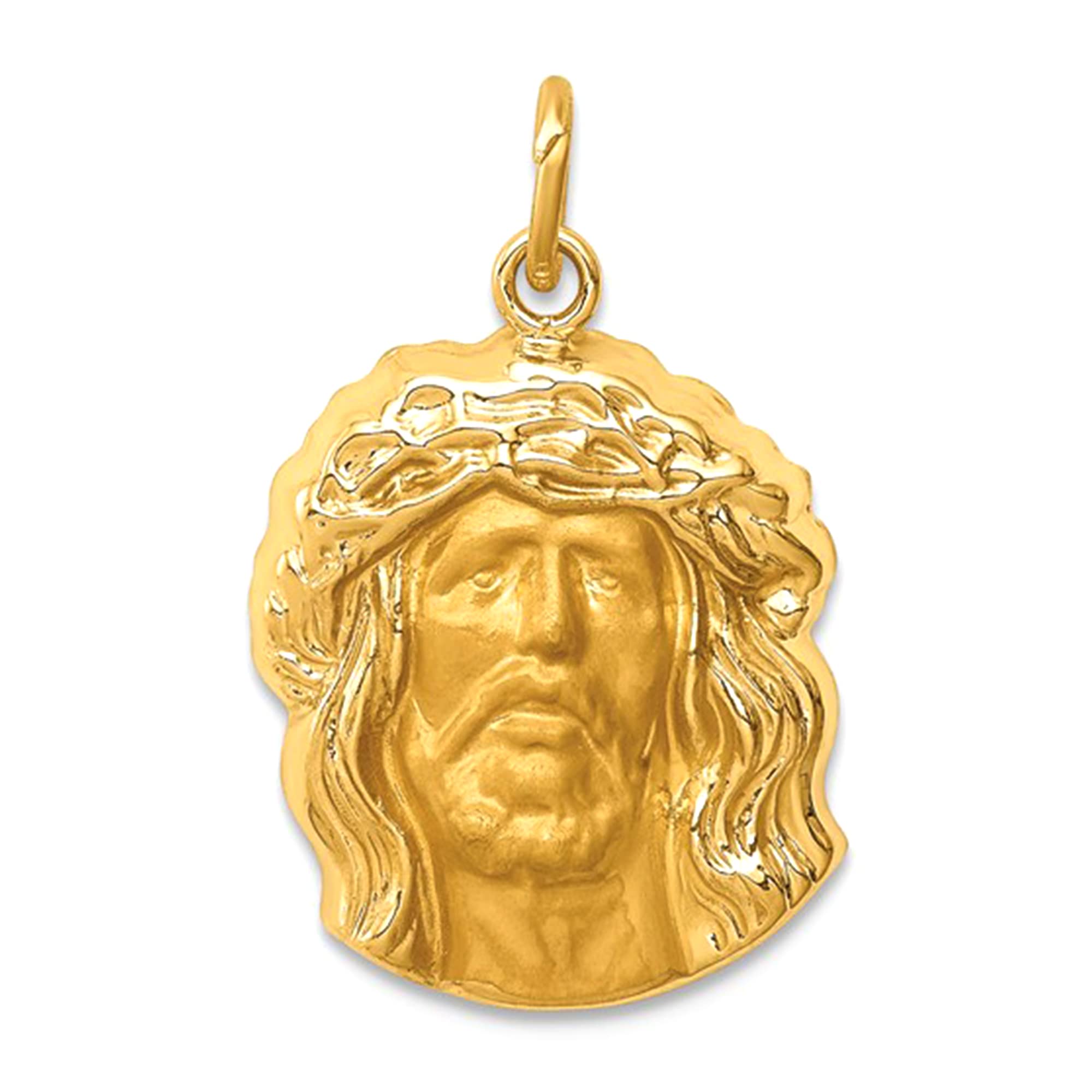 14k Yellow Gold Jesus Head Charm Pendant - JewelryAffairs