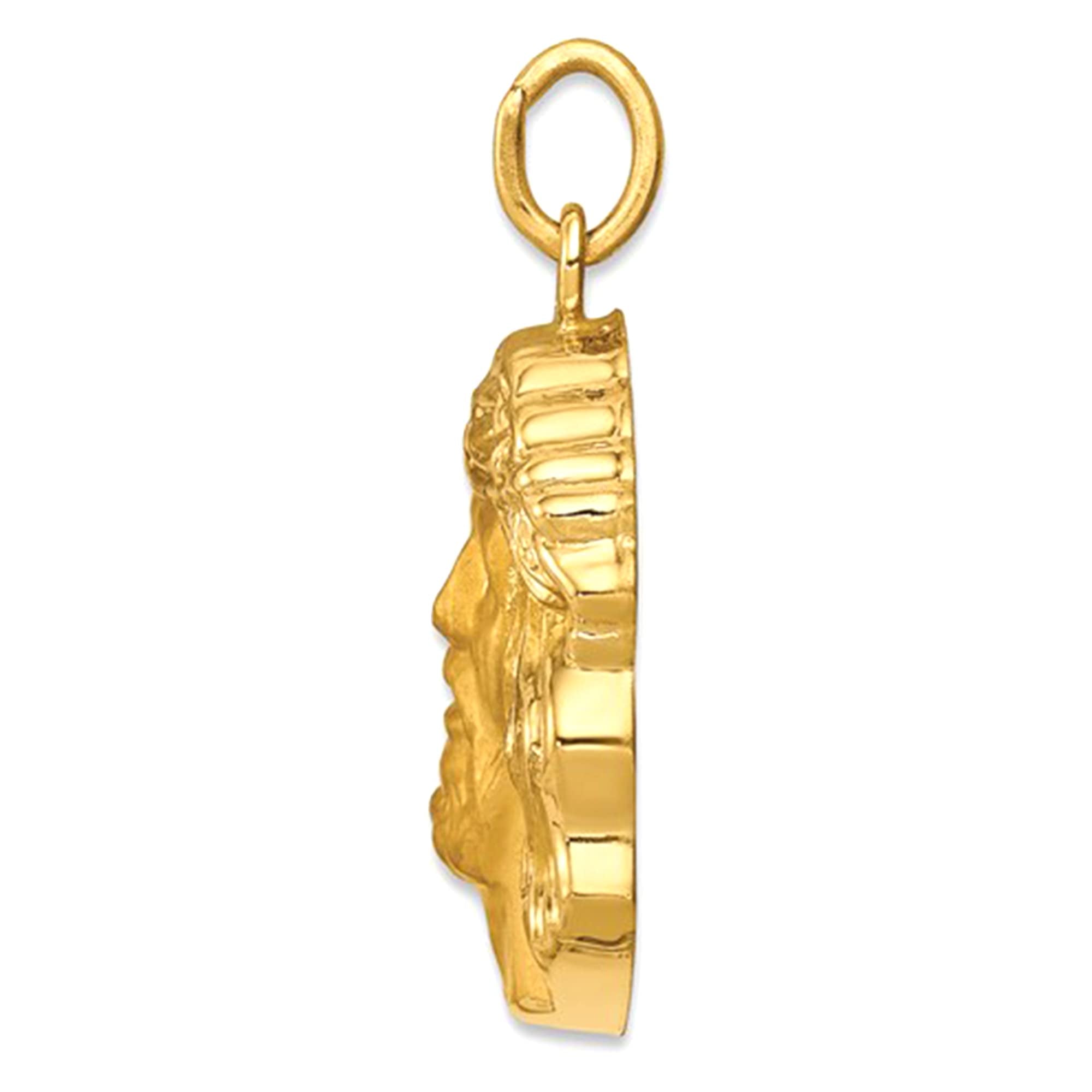 14k Yellow Gold Jesus Head Charm Pendant - JewelryAffairs