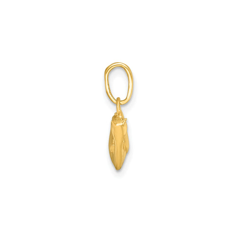14k Yellow Gold Kitty Cat Hanging Charm Pendant, 22x17mm