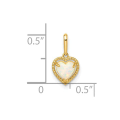 14k Yellow Gold Lab Created Opal Heart Pendant