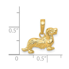14k Yellow Gold Long - Haired Dachshund Dog Pendant Charm, 14x17mm - JewelryAffairs