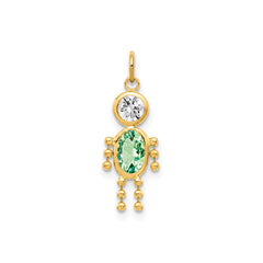 14k Yellow Gold Male Shape Birthstone Pendant Charm, 19x9mm