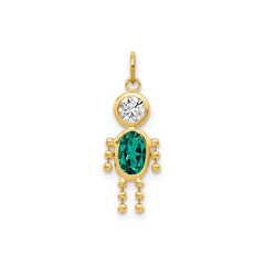 14k Yellow Gold Male Shape Birthstone Pendant Charm, 19x9mm