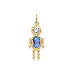 14k Yellow Gold Male Shape Birthstone Pendant Charm, 19x9mm