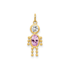 14k Yellow Gold Male Shape Birthstone Pendant Charm, 19x9mm