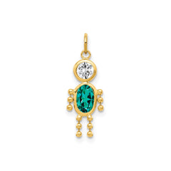 14k Yellow Gold Male Shape Birthstone Pendant Charm, 19x9mm