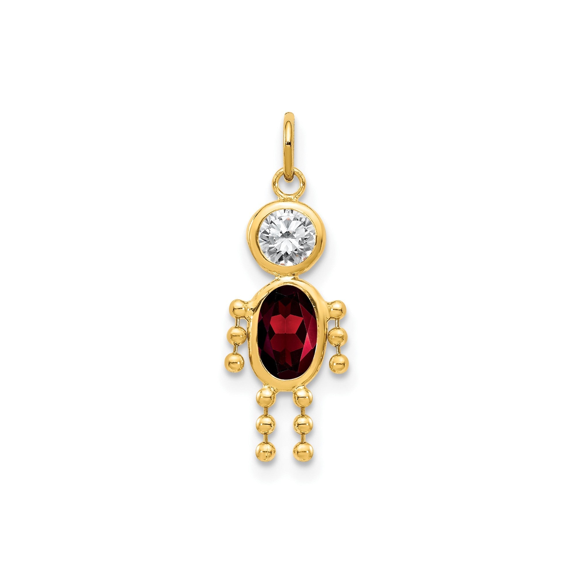 14k Yellow Gold Male Shape Birthstone Pendant Charm, 19x9mm - JewelryAffairs