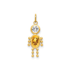 14k Yellow Gold Male Shape Birthstone Pendant Charm, 19x9mm