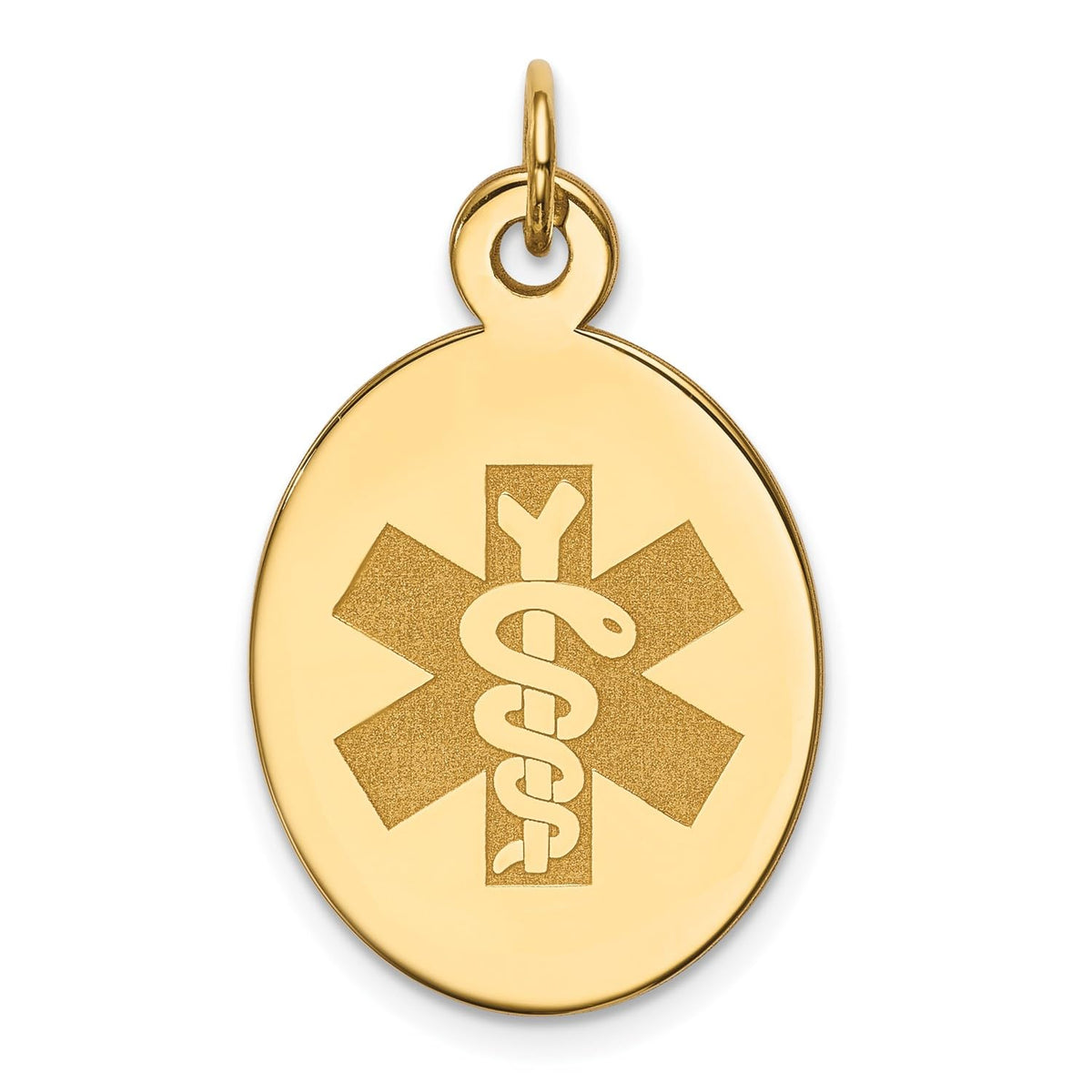 14k Yellow Gold Medical Alert Oval Pendant, 26x16mm - JewelryAffairs