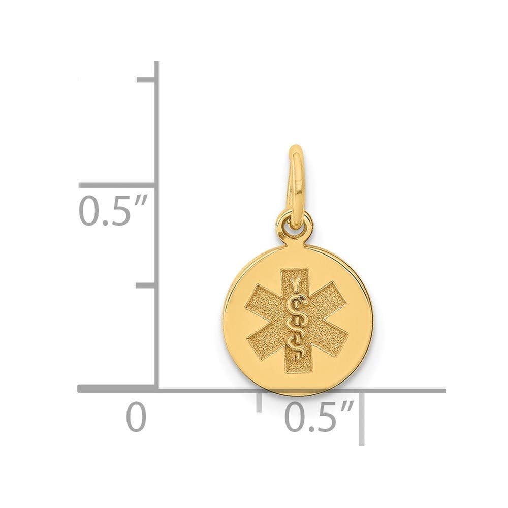 14k Yellow Gold Medical Round Disc Pendant, 15mm - JewelryAffairs