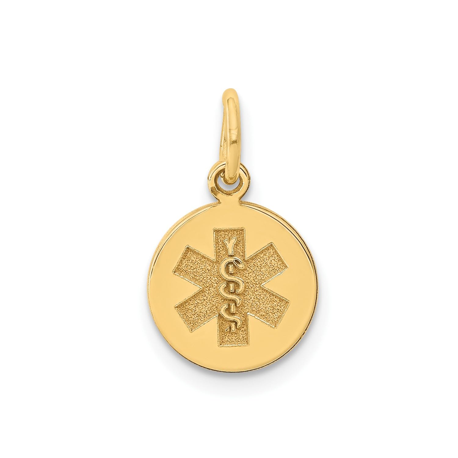 14k Yellow Gold Medical Round Disc Pendant, 15mm - JewelryAffairs