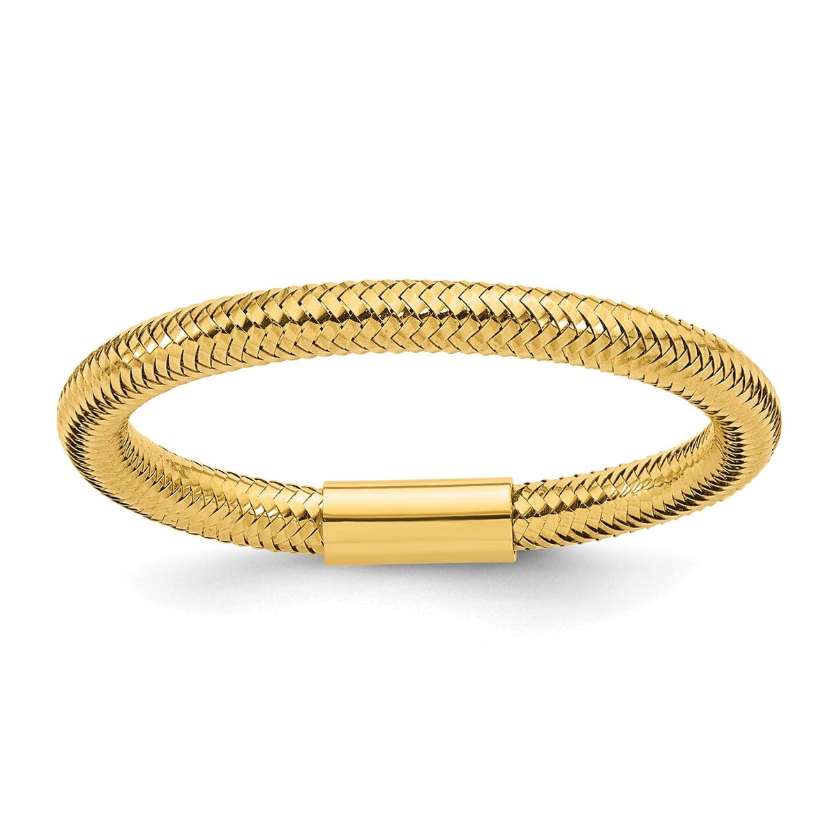 14k Yellow Gold Mesh Stretch Adjustable Band Ring - JewelryAffairs