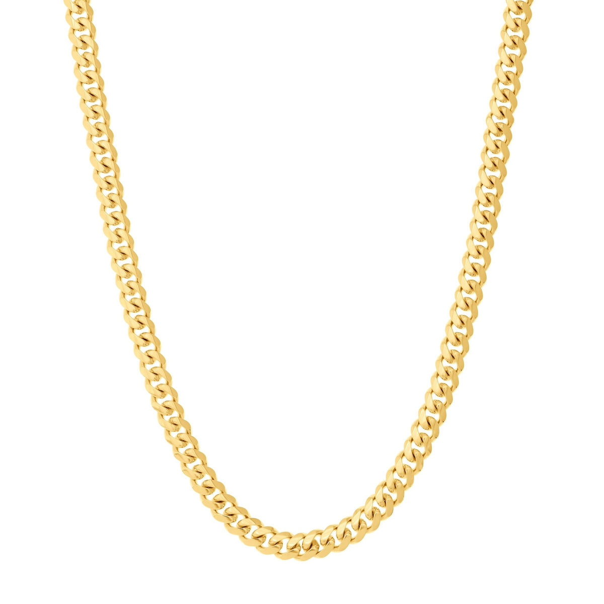14k Yellow Gold Miami Cuban Link Chain Necklace, Width 11mm - JewelryAffairs