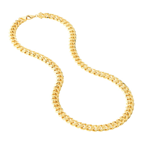 14k Yellow Gold Miami Cuban Link Chain Necklace, Width 11mm