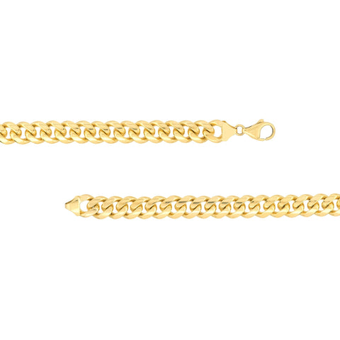 14k Yellow Gold Miami Cuban Link Chain Necklace, Width 11mm