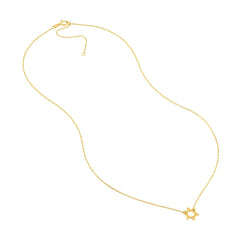 14k Yellow Gold Mini Star Of David Pendant Adjustable Necklace, 16" to 18"