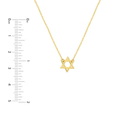 14k Yellow Gold Mini Star Of David Pendant Adjustable Necklace, 16" to 18"