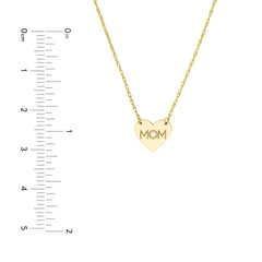 14k Yellow Gold MOM Heart with Diamond Necklace 18 Inches