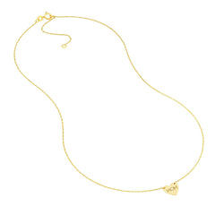 14k Yellow Gold MOM Heart with Diamond Necklace 18 Inches