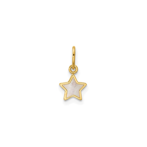14K Yellow Gold Mother of Pearl Star Pendant,13x7mm