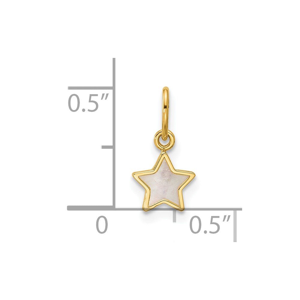 14K Yellow Gold Mother of Pearl Star Pendant,13x7mm - JewelryAffairs