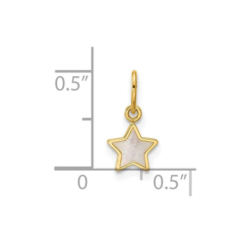 14K Yellow Gold Mother of Pearl Star Pendant,13x7mm