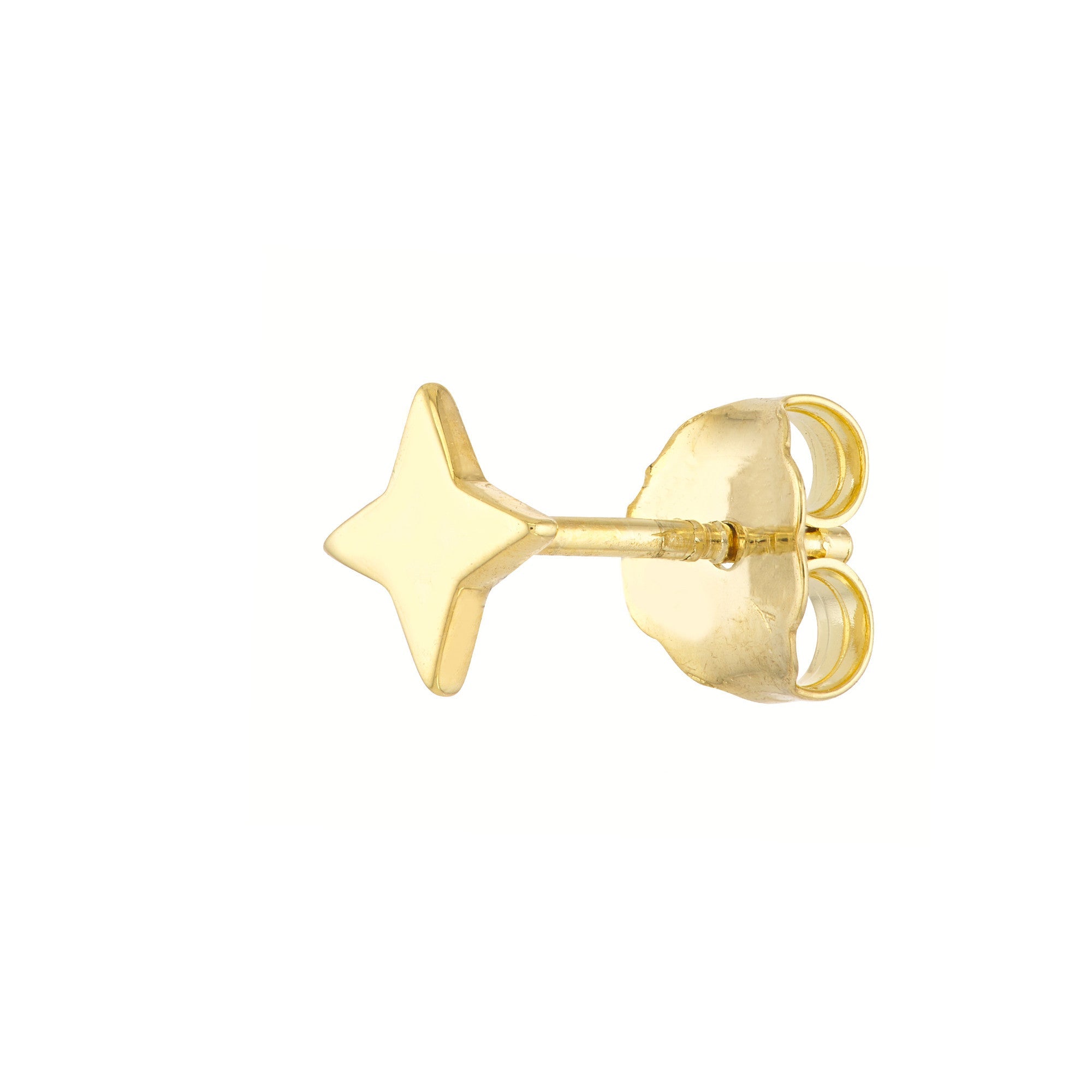 14k Yellow Gold North Star Stud Earrings,8mm - JewelryAffairs