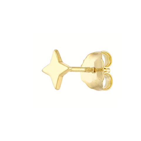 14k Yellow Gold North Star Stud Earrings,8mm