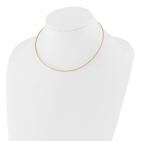 14k Yellow Gold Omega Chain Chocker Necklace, 2mm