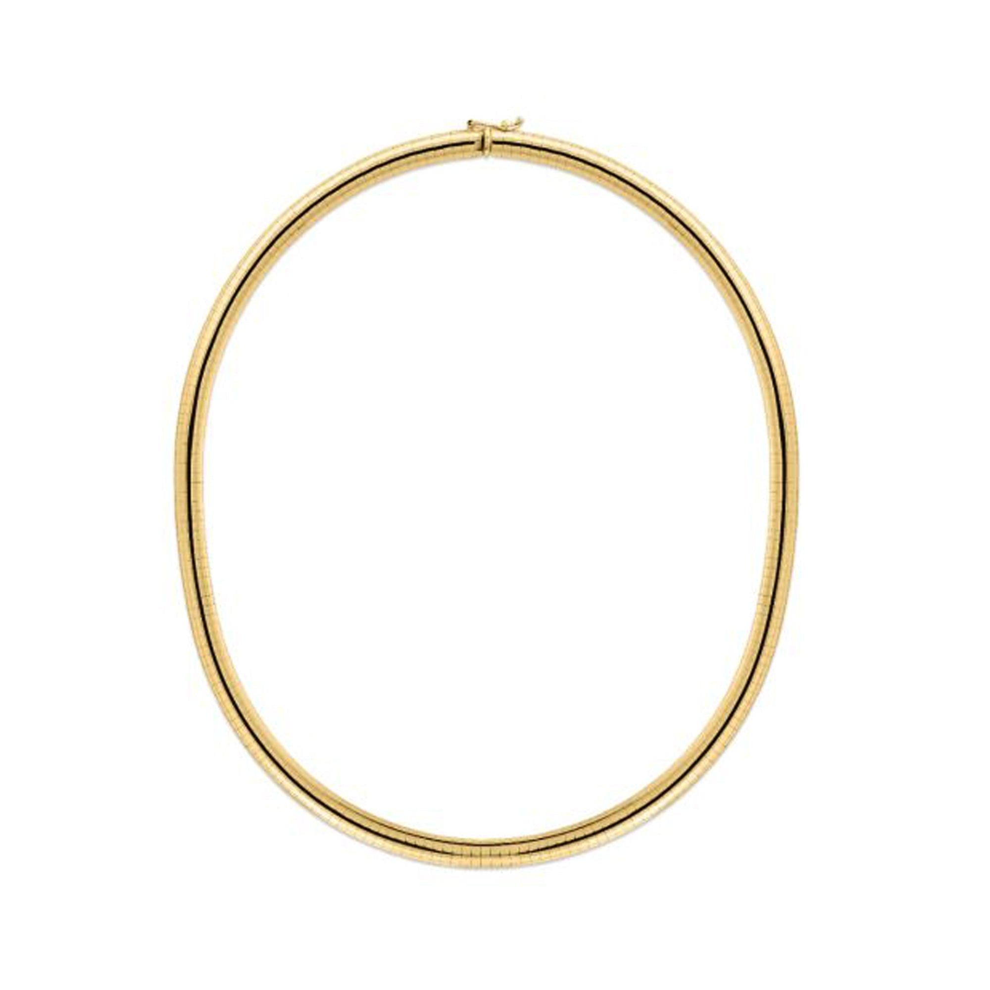 14k Yellow Gold Omega Chain Chocker Necklace, 6mm
