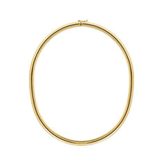 14k Yellow Gold Omega Chain Chocker Necklace, 6mm
