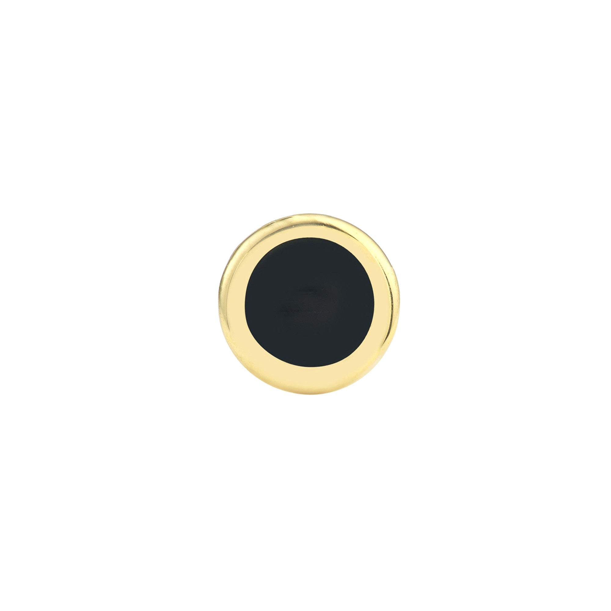 14k Yellow Gold Onyx Enamel Circle Stud Earrings, 5mm - JewelryAffairs