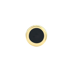 14k Yellow Gold Onyx Enamel Circle Stud Earrings, 5mm - JewelryAffairs