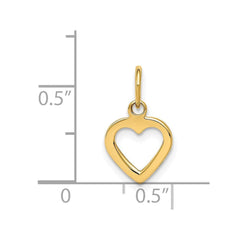 14K Yellow Gold Open Heart Pendant, 15x8mm