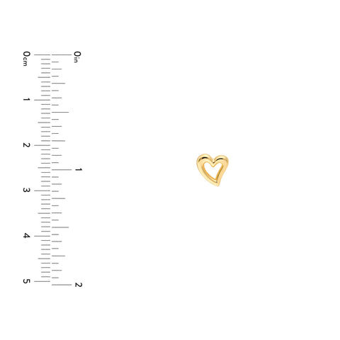 14K Yellow Gold Open Heart Stud Earrings, 6mm