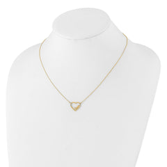 14K Yellow Gold Open Heart with LOVE Inside Adjustable 17 inch Necklace