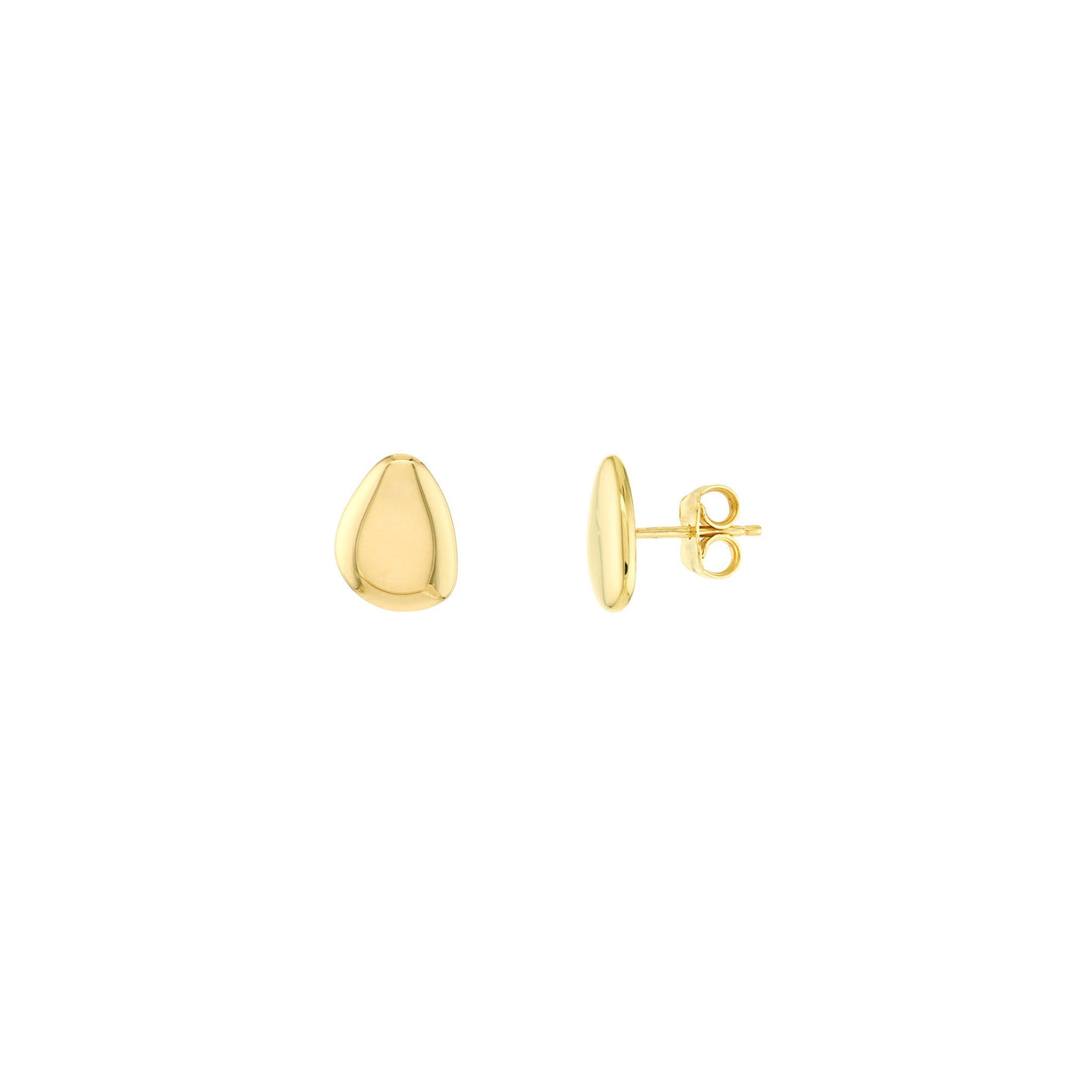 14k Yellow Gold Oval Disc Stud Earrings - JewelryAffairs