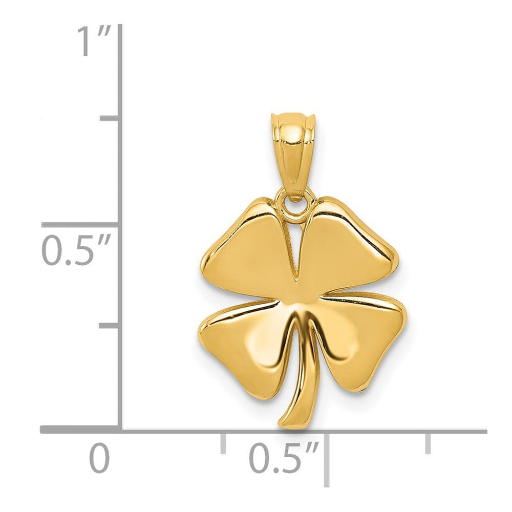 14k Yellow Gold Polished 4 Leaf Clover Pendant, 15x15 - JewelryAffairs
