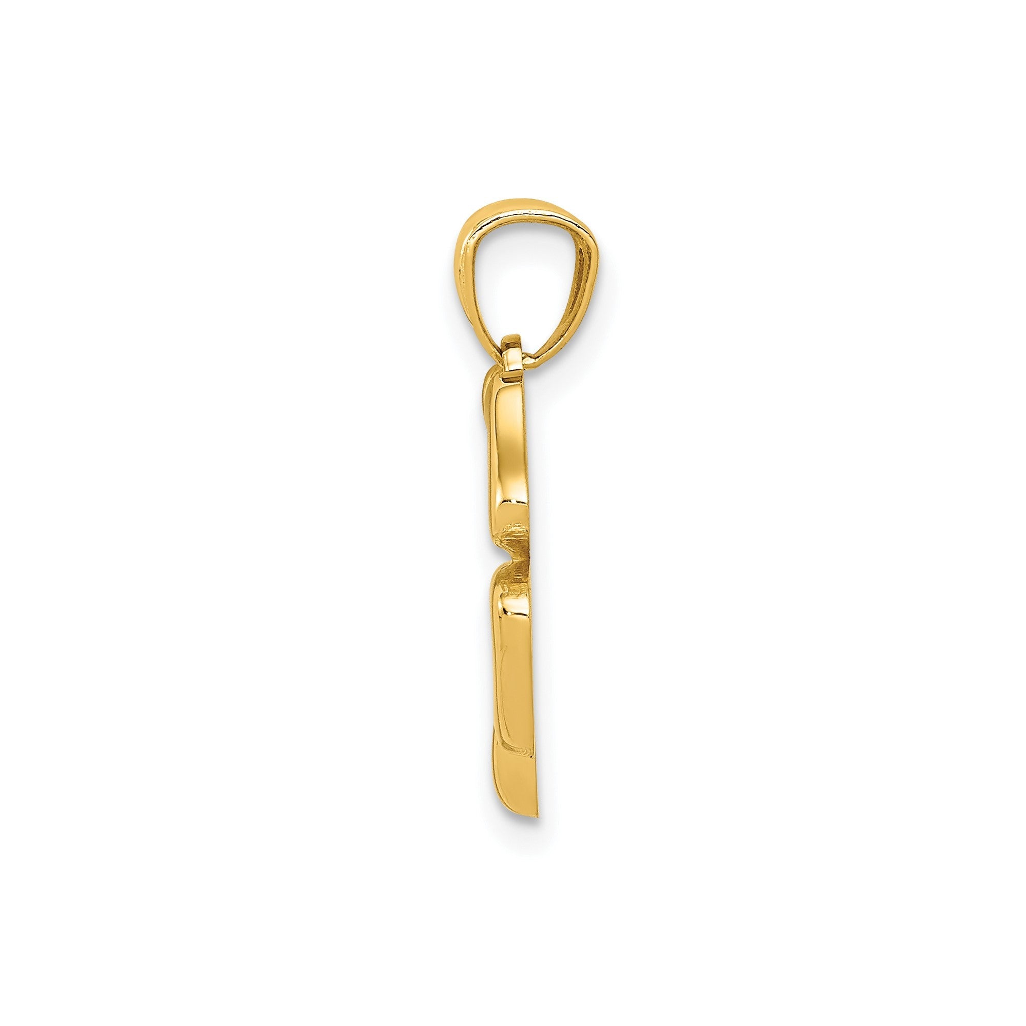 14k Yellow Gold Polished 4 Leaf Clover Pendant, 15x15 - JewelryAffairs